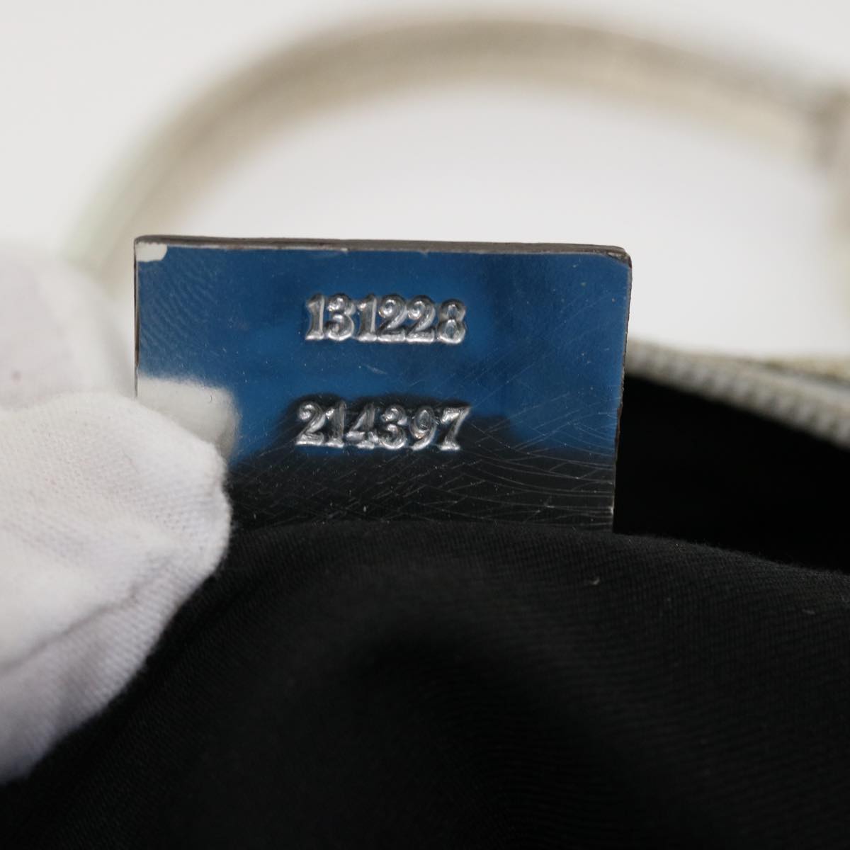 GUCCI GG Canvas Sherry Line Tote Bag Silver Blue gray 131223  yt974