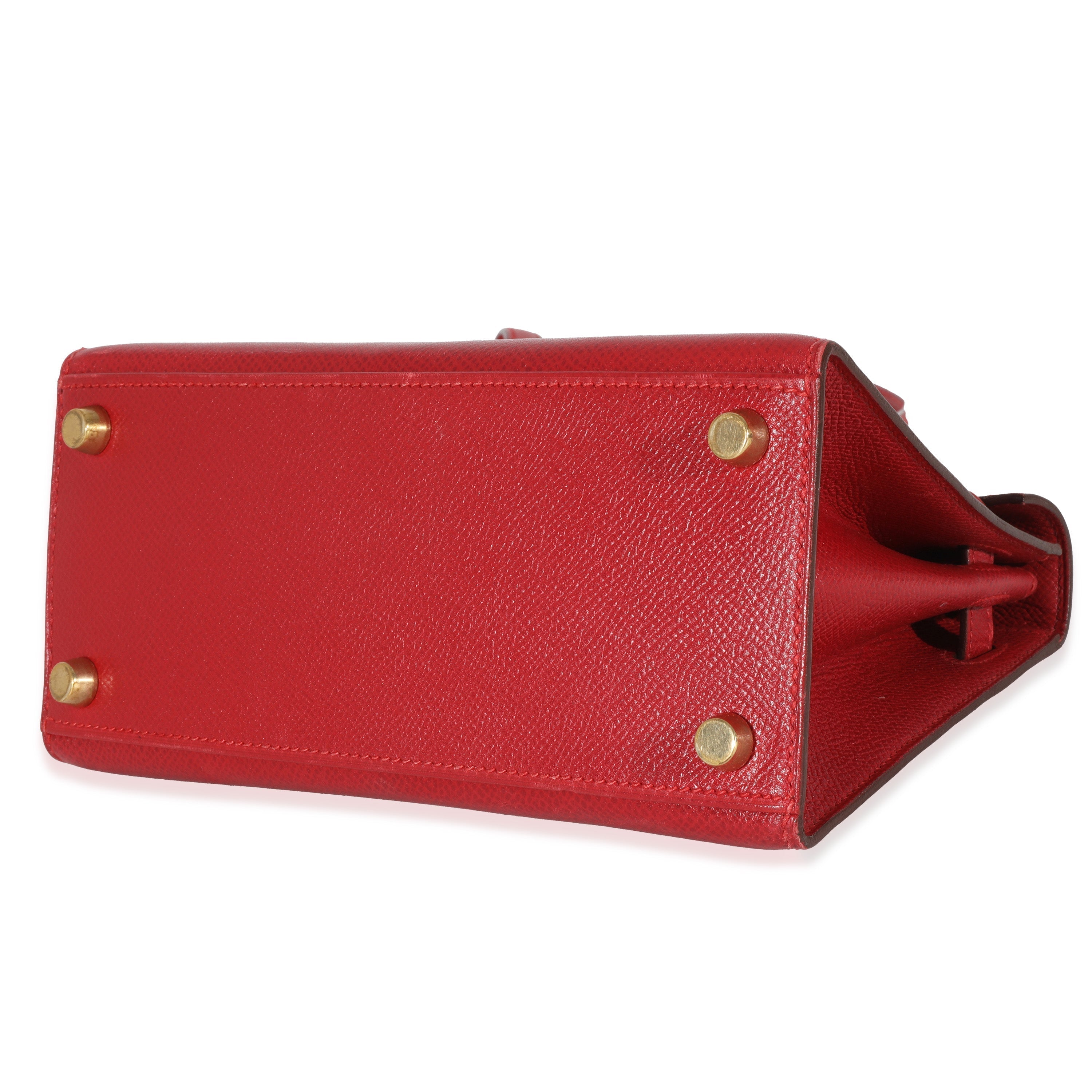 Hermes Vintage Rouge Vif Courchevel Mini Sellier Shoulder Kelly 20 GHW